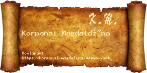 Korponai Magdaléna névjegykártya